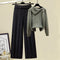 Green blouse and Black pants
