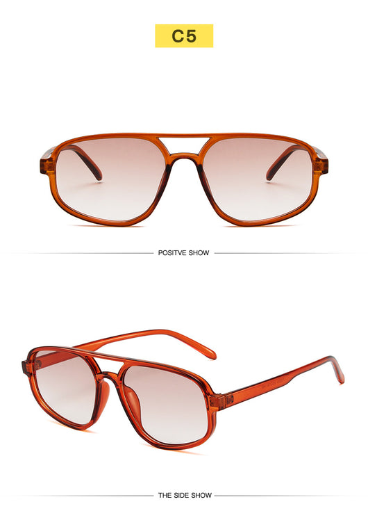 Men's fashion tortoise shell double beam sunglasses with brown oval lenses on a white background. - Image 21