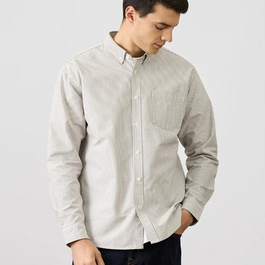 Camisa Oxford Casual a Rayas para Hombre - Manga Larga Clásica - Image 7