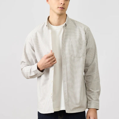 Camisa Oxford Casual a Rayas para Hombre - Manga Larga Clásica - Image 16