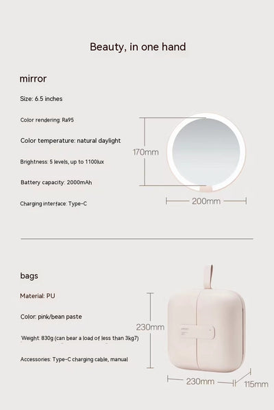 Espejo de Maquillaje LED con Luz Integrada Plegable - Set Regalo - Image 17