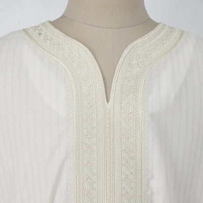 Túnica Blanca de Bordado Étnico Suelta y Casual para Mujer Musulmana - Image 8