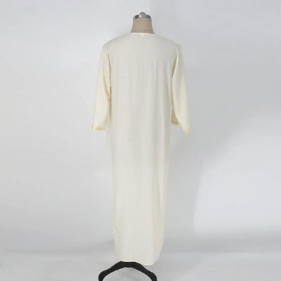 Túnica Blanca de Bordado Étnico Suelta y Casual para Mujer Musulmana - Image 10