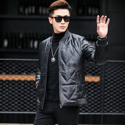 Chaqueta de Cuero Negra para Hombre - Estilo Casual Primavera - Image 12