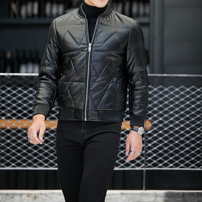 Chaqueta de Cuero Negra para Hombre - Estilo Casual Primavera - Image 14