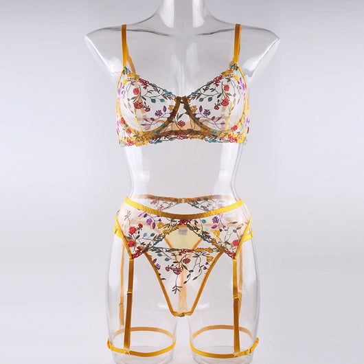 Conjunto Sensual de Lencería con Encaje Transparente y Ligas - 3 Piezas - Image 18