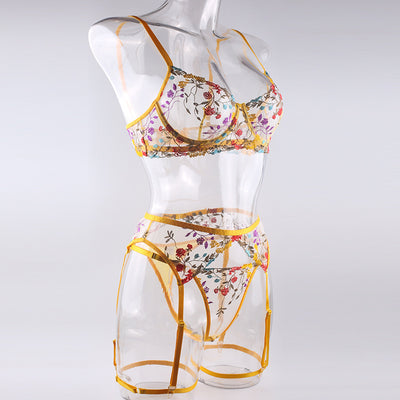 Conjunto Sensual de Lencería con Encaje Transparente y Ligas - 3 Piezas - Image 19