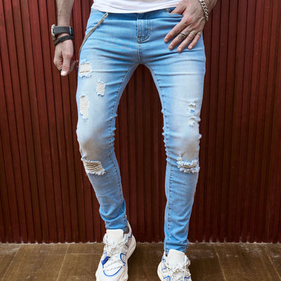 Jeans Slim Fit Rotos de Verano para Hombre con Stretch - Image 9