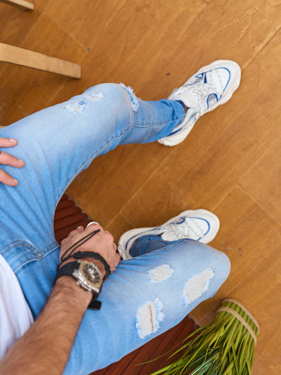 Jeans Slim Fit Rotos de Verano para Hombre con Stretch - Image 14