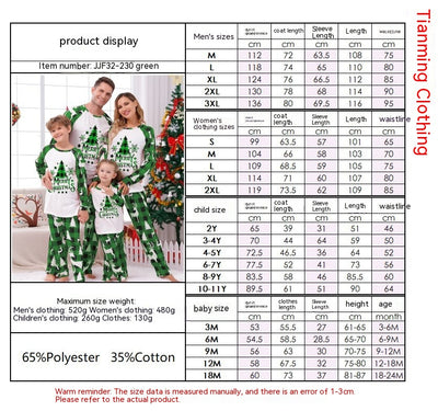 Matching family Christmas pajamas in green and white plaid with deer and Christmas tree graphics. - Image 33