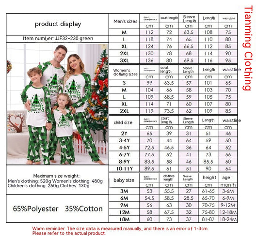 Matching family Christmas pajamas in green and white plaid with deer and Christmas tree graphics. - Image 33