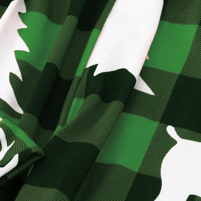 Matching family Christmas pajamas in green and white plaid with deer and Christmas tree graphics. - Image 46