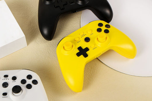 Blue Bluetooth wireless game controller with black joysticks and buttons for Android, iOS, PC, and Switch. - Image 24