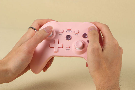 Blue Bluetooth wireless game controller with black joysticks and buttons for Android, iOS, PC, and Switch. - Image 25