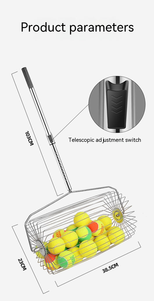 Recogedor de Pelotas de Tenis Acero Inoxidable Ajustable - Image 31