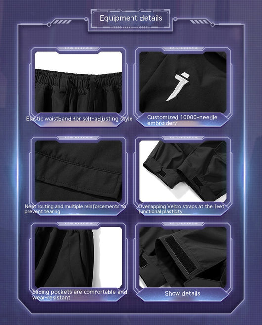 Pantalones Casuales Negros Holgados con Múltiples Bolsillos para Hombre - Image 8