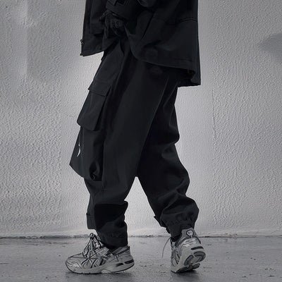 Pantalones Casuales Negros Holgados con Múltiples Bolsillos para Hombre - Image 12