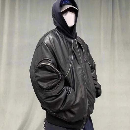 Chaqueta Acolchada de Cuero con Mangas Sueltas y Cierre - Corte Moderno - Image 8
