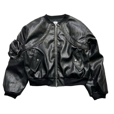 Chaqueta Acolchada de Cuero con Mangas Sueltas y Cierre - Corte Moderno - Image 9