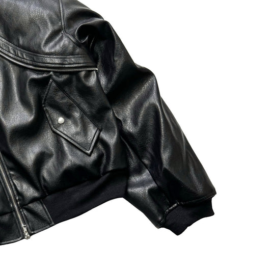 Chaqueta Acolchada de Cuero con Mangas Sueltas y Cierre - Corte Moderno - Image 10
