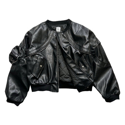 Chaqueta Acolchada de Cuero con Mangas Sueltas y Cierre - Corte Moderno - Image 11