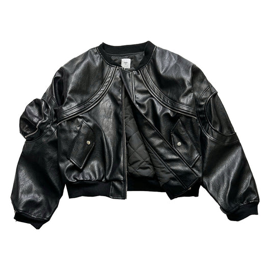 Chaqueta Acolchada de Cuero con Mangas Sueltas y Cierre - Corte Moderno - Image 11