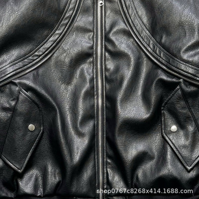Chaqueta Acolchada de Cuero con Mangas Sueltas y Cierre - Corte Moderno - Image 14