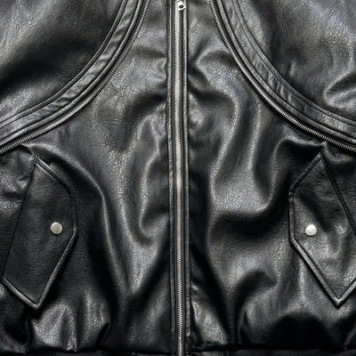 Chaqueta Acolchada de Cuero con Mangas Sueltas y Cierre - Corte Moderno - Image 15