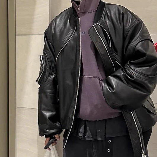 Chaqueta Acolchada de Cuero con Mangas Sueltas y Cierre - Corte Moderno - Image 20