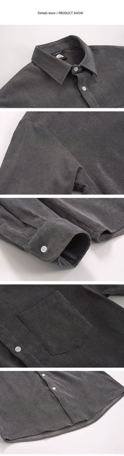 Camisa de Pana Vintage de Manga Larga para Hombre - Image 11