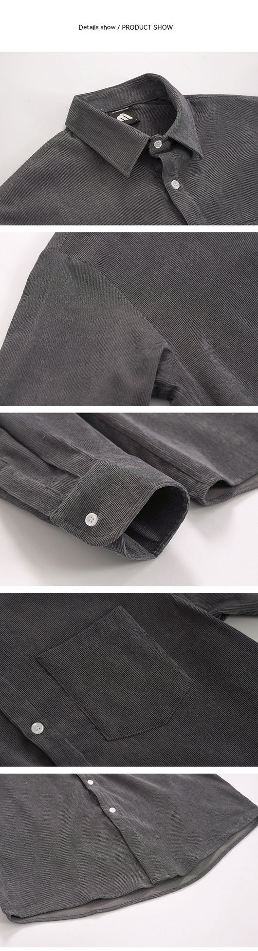 Camisa de Pana Vintage de Manga Larga para Hombre - Image 11