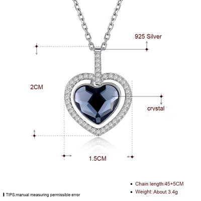 Collar de Cristal para Mujer con Corazón de Diamante en Plata Esterlina S925 - Image 8