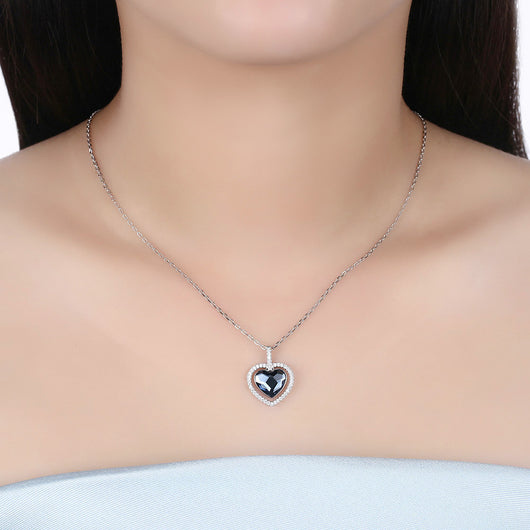 Collar de Cristal para Mujer con Corazón de Diamante en Plata Esterlina S925 - Image 11