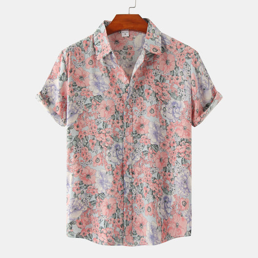 Camisa Estampada de Manga Corta para Hombre con Diseño Floral - Image 22