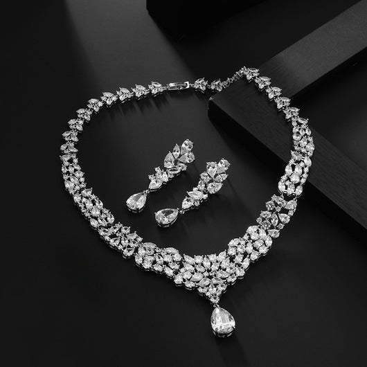 Conjunto de Collar y Aretes de Circonita para Novia - Image 15