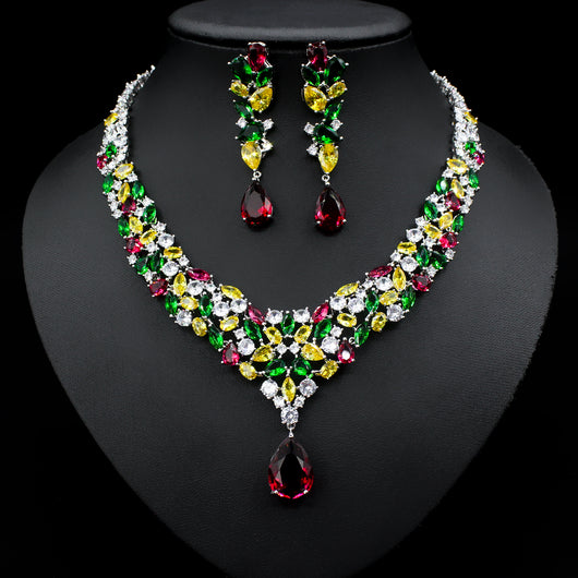Conjunto de Collar y Aretes de Circonita para Novia - Image 17