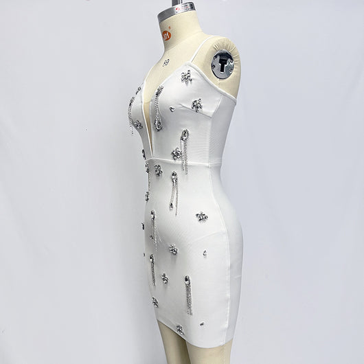 Vestido Blanco Ajustado con Efecto Vendaje - Image 13