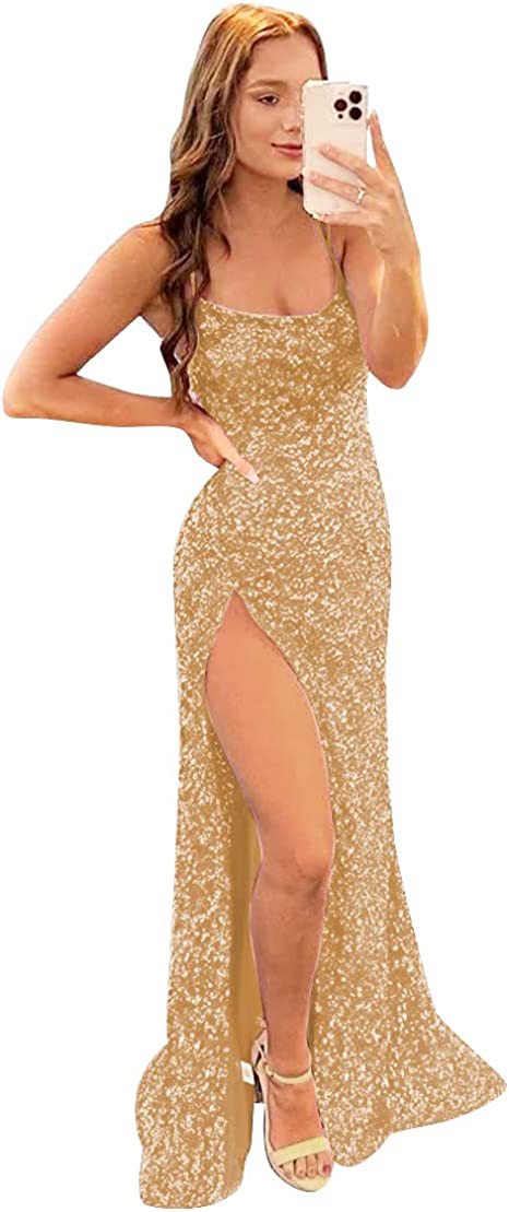 Vestido de Noche Largo con Lentejuelas y Abertura Elegante - Image 17