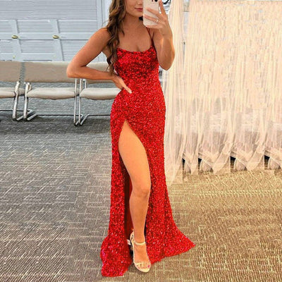 Vestido de Noche Largo con Lentejuelas y Abertura Elegante - Image 18