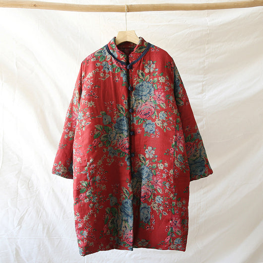 Abrigo Retro Floral de Algodón y Lino para Mujer - Estilo Vintage - Image 39