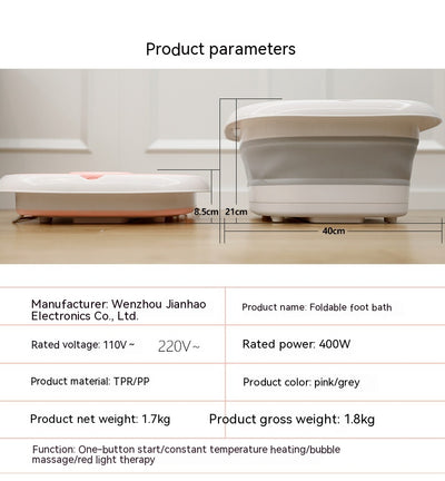 Gray and white collapsible foot spa basin with heating function, massage nubs, and a partial lid. - Image 19