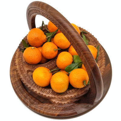 Canasta Decorativa de Madera Tallada Pakistaní - Souvenir Artesanal - Image 9