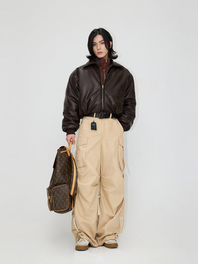Chaqueta de Cuero y Algodón con Hombros Caídos para Mujer - Image 10