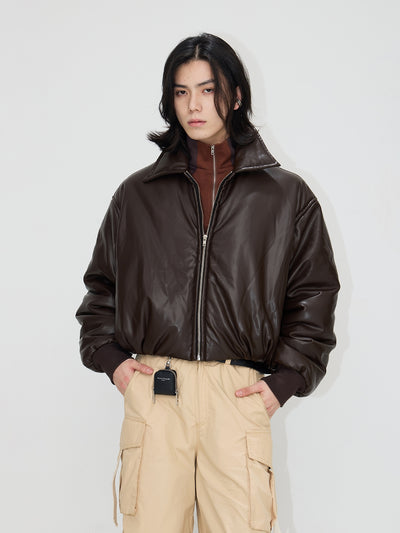 Chaqueta de Cuero y Algodón con Hombros Caídos para Mujer - Image 11