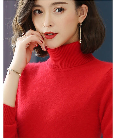 Suéter Cuello Alto Holgado en Cashmere y Terciopelo Mink - Image 20