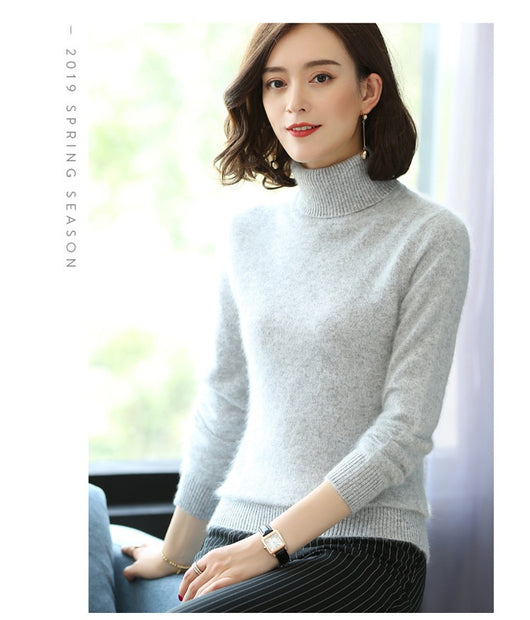 Suéter Cuello Alto Holgado en Cashmere y Terciopelo Mink - Image 21