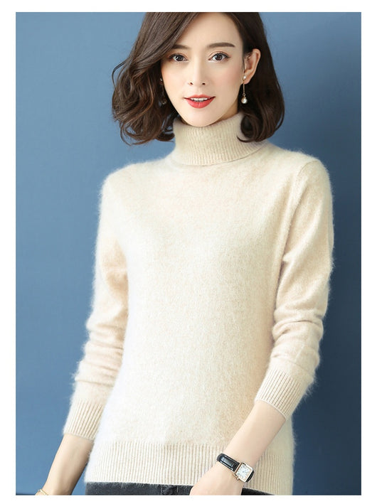 Suéter Cuello Alto Holgado en Cashmere y Terciopelo Mink - Image 22