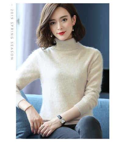 Suéter Cuello Alto Holgado en Cashmere y Terciopelo Mink - Image 25