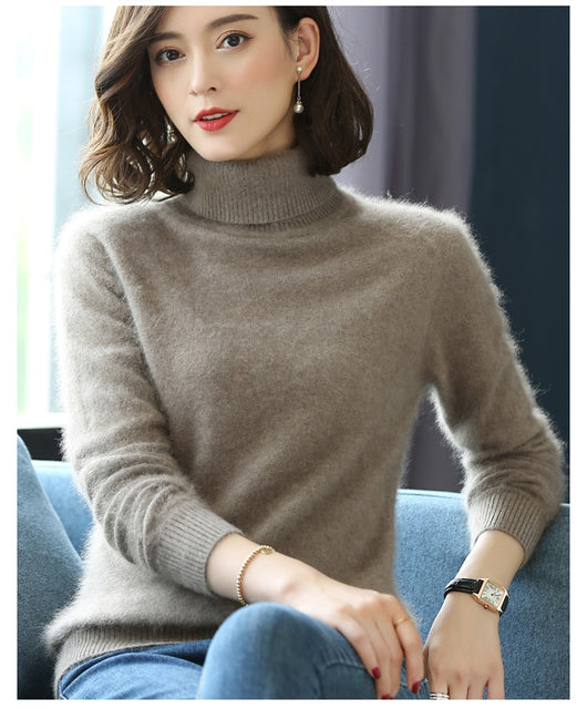 Suéter Cuello Alto Holgado en Cashmere y Terciopelo Mink - Image 26