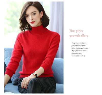 Suéter Cuello Alto Holgado en Cashmere y Terciopelo Mink - Image 27